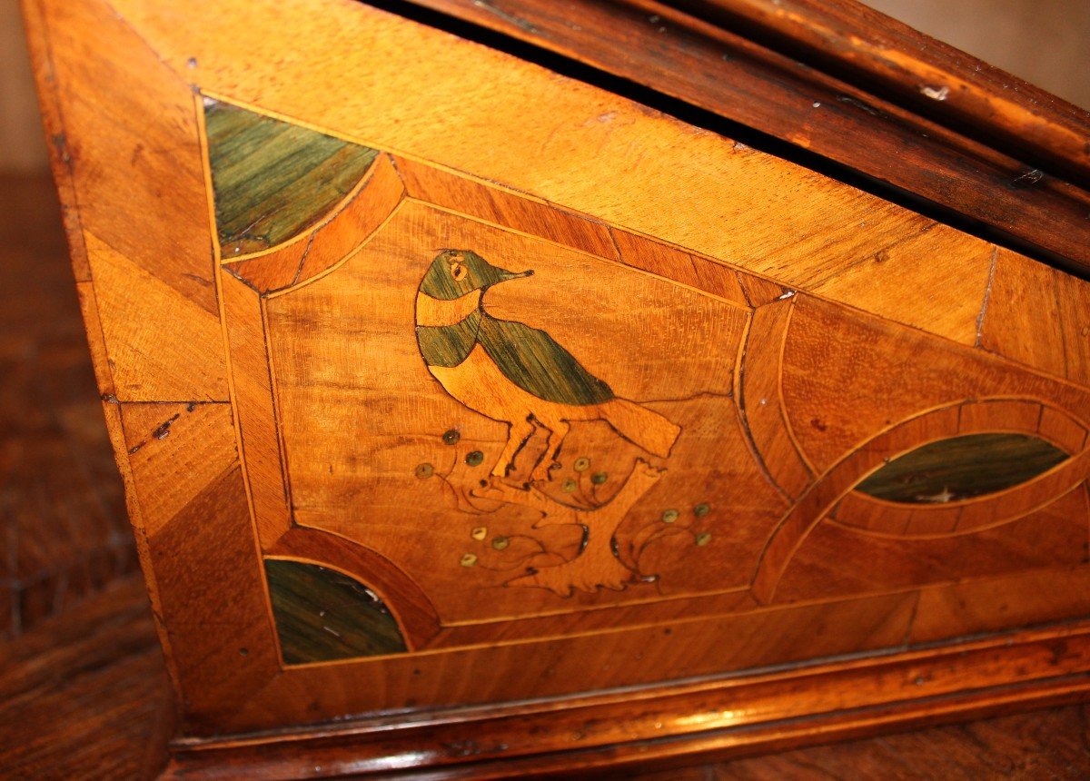 Late 17th Century Writing Case In Fruitwood Marquetry. Alsace Or Rhine Valley. -photo-1