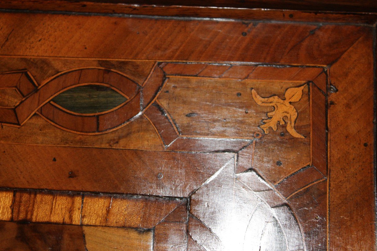 Late 17th Century Writing Case In Fruitwood Marquetry. Alsace Or Rhine Valley. -photo-3