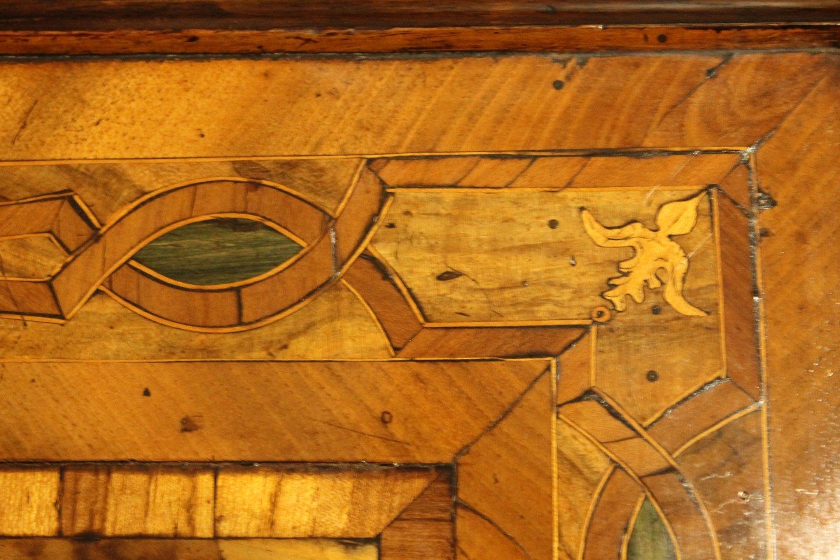 Late 17th Century Writing Case In Fruitwood Marquetry. Alsace Or Rhine Valley. -photo-4