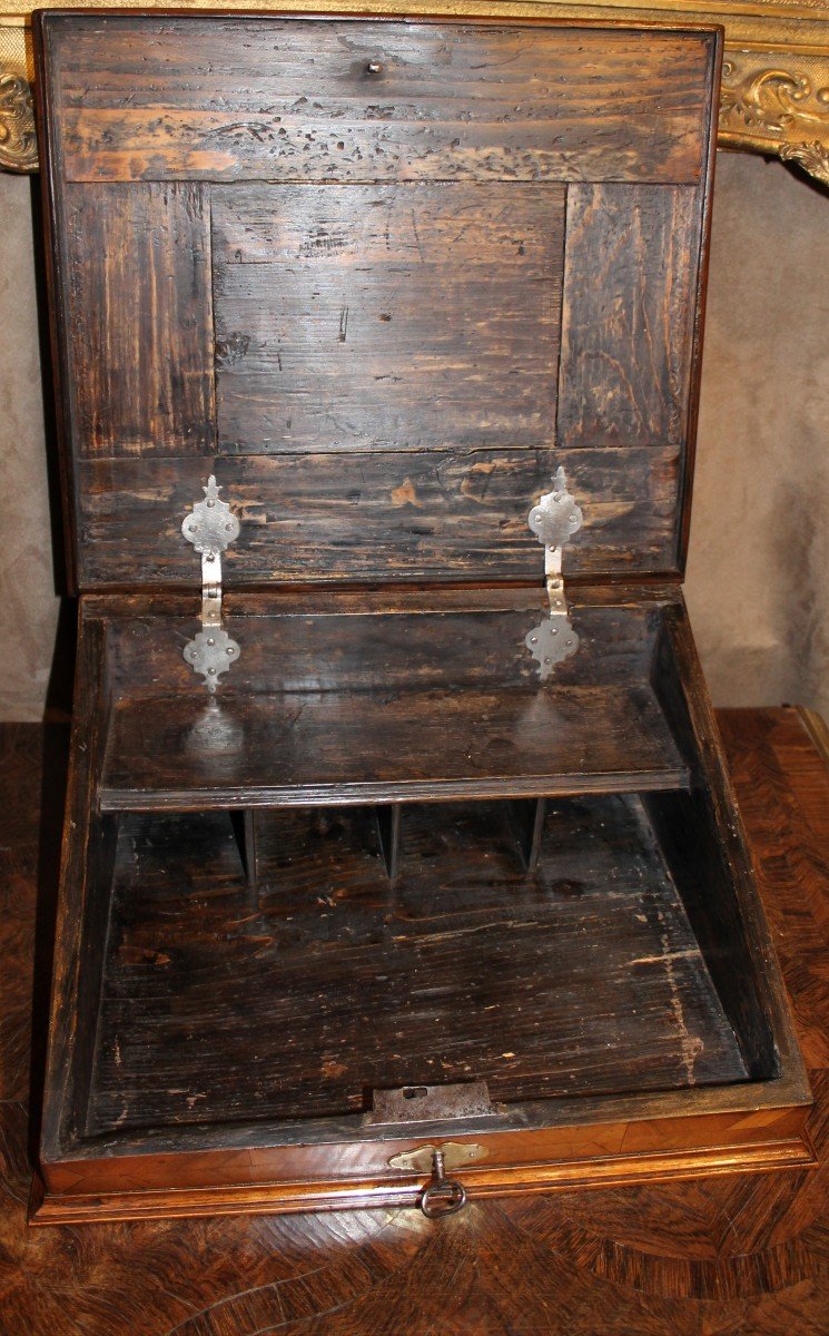 Late 17th Century Writing Case In Fruitwood Marquetry. Alsace Or Rhine Valley. -photo-6