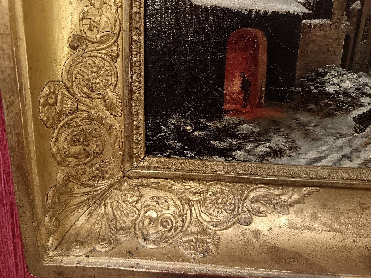 "Scène de village enneigé" par Louis Claude Malbranche-photo-4