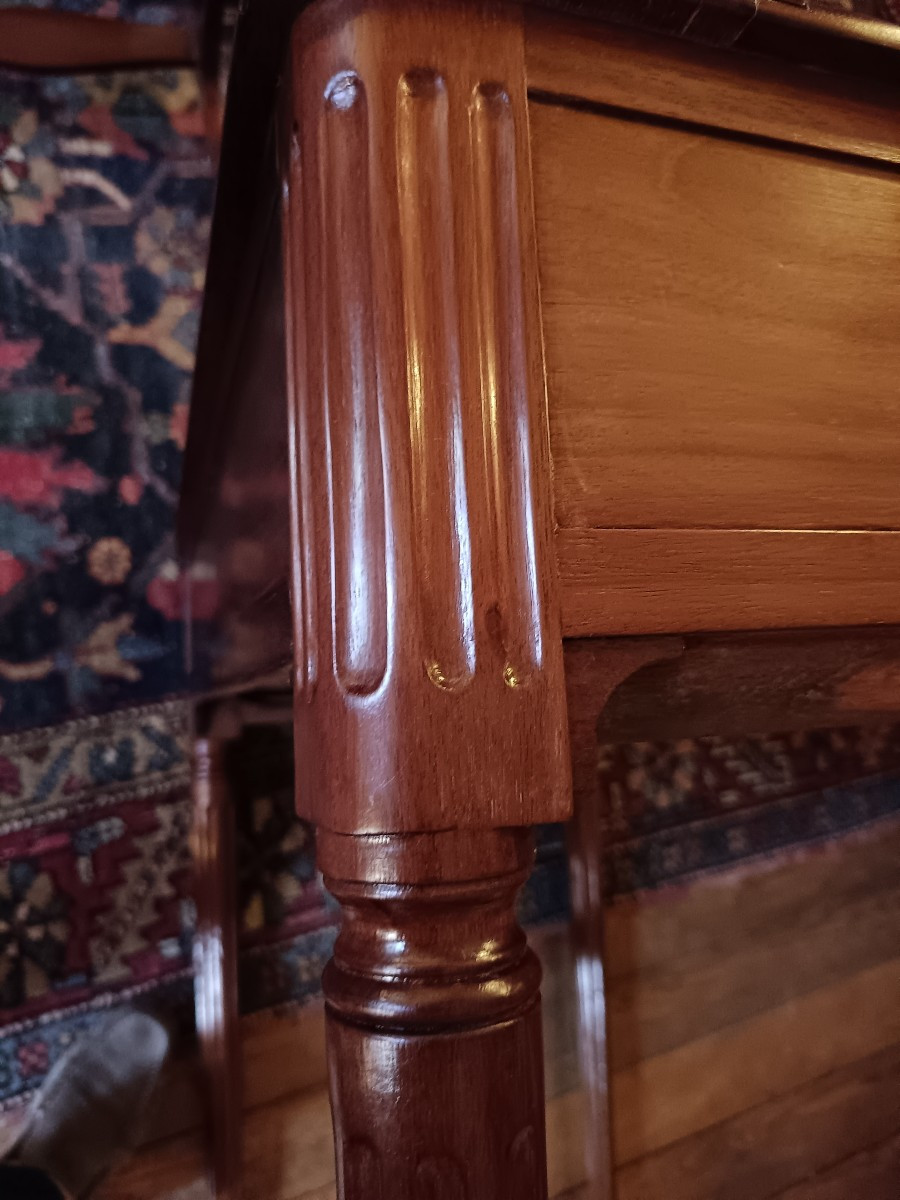 Rare Mahogany Money Changer's Desk, Stamped By Joseph Stockel.-photo-5