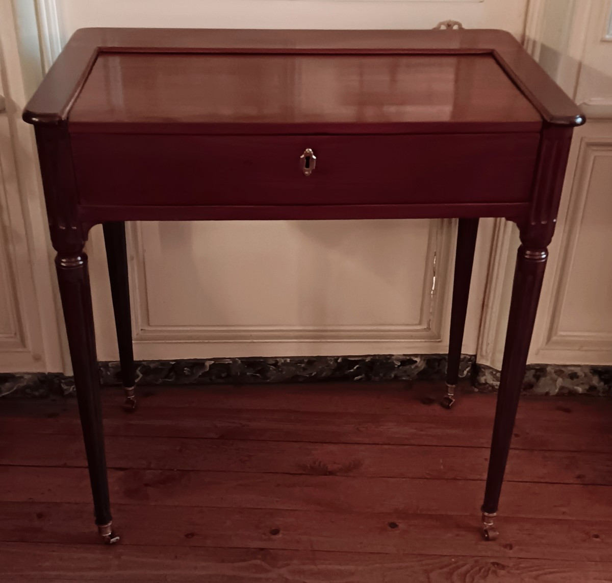 Rare Mahogany Money Changer's Desk, Stamped By Joseph Stockel.