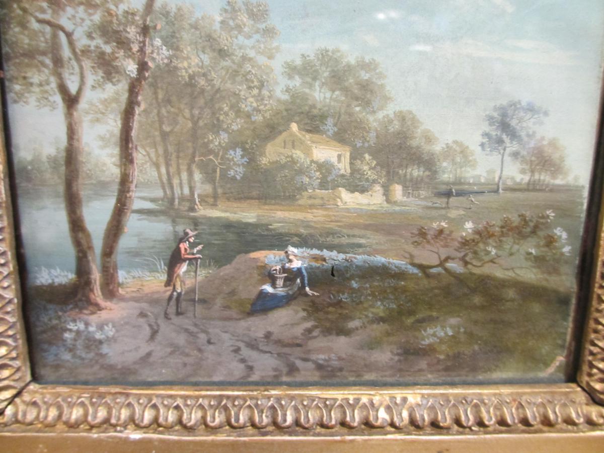 Gouache XVIII Siècle "scène Galante"-photo-2