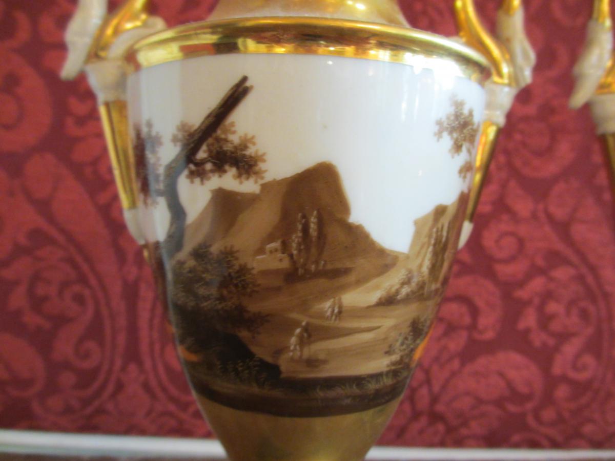 Pair Of Vases Porcelain Empire-photo-4