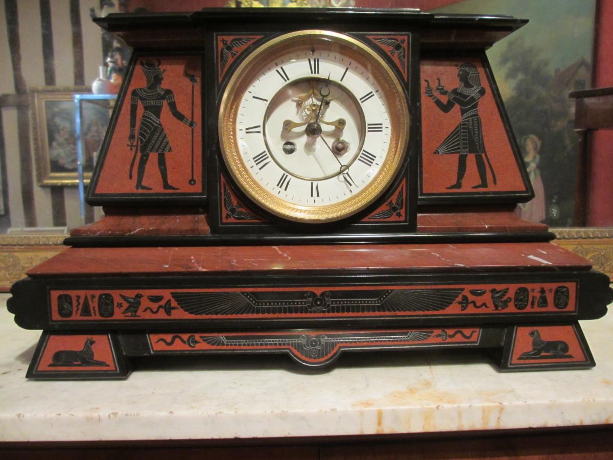 Marble Clock With Egyptian Decor