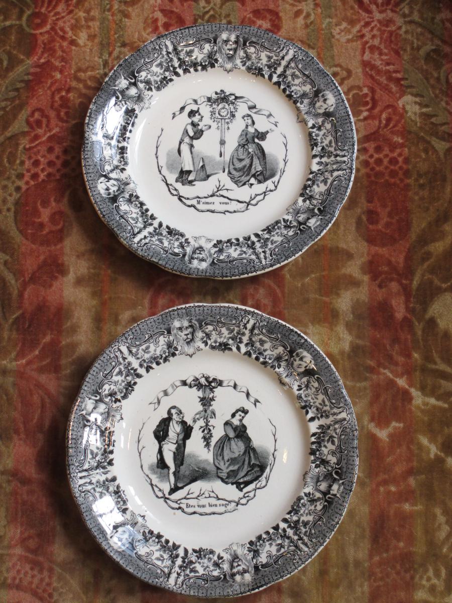 12 Assiettes Polissonnes "choisy Le Roi".