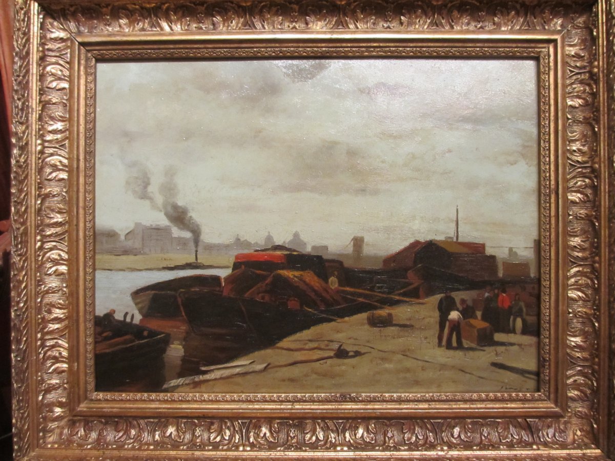 Oil On Panel, Port Scene