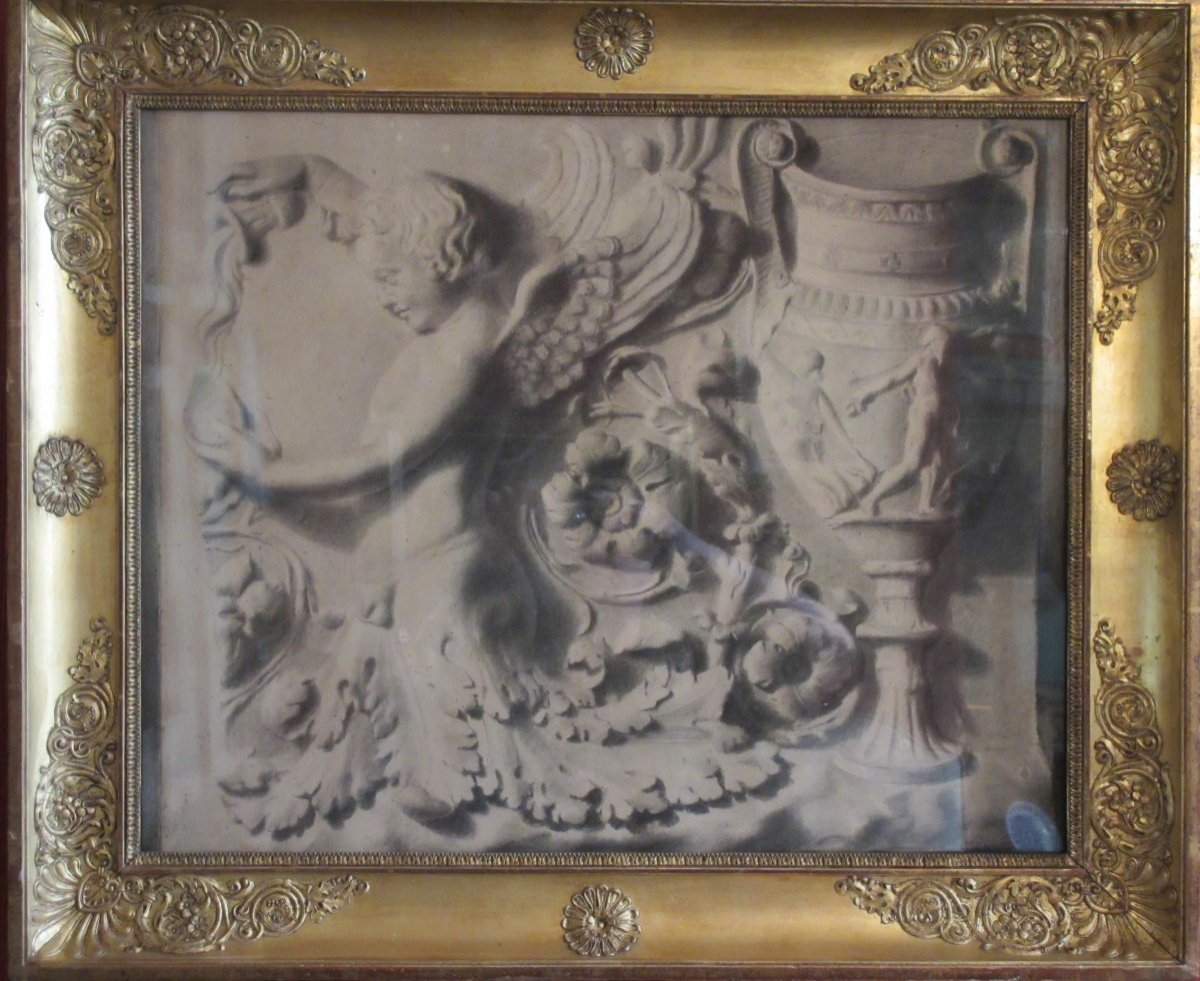 Charcoal Drawing Of A Classic Architectural Frieze, Circa 1810/1820