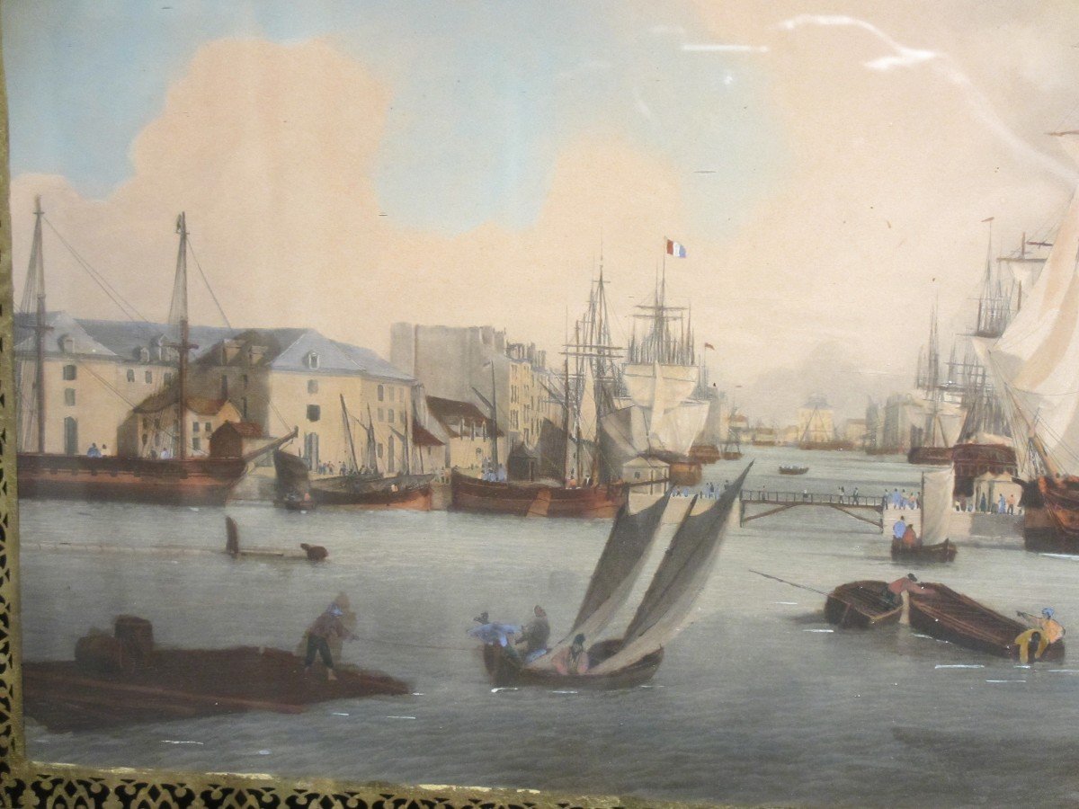 Engraving By Garneray: Le Grand Bassin Du Havre.-photo-3