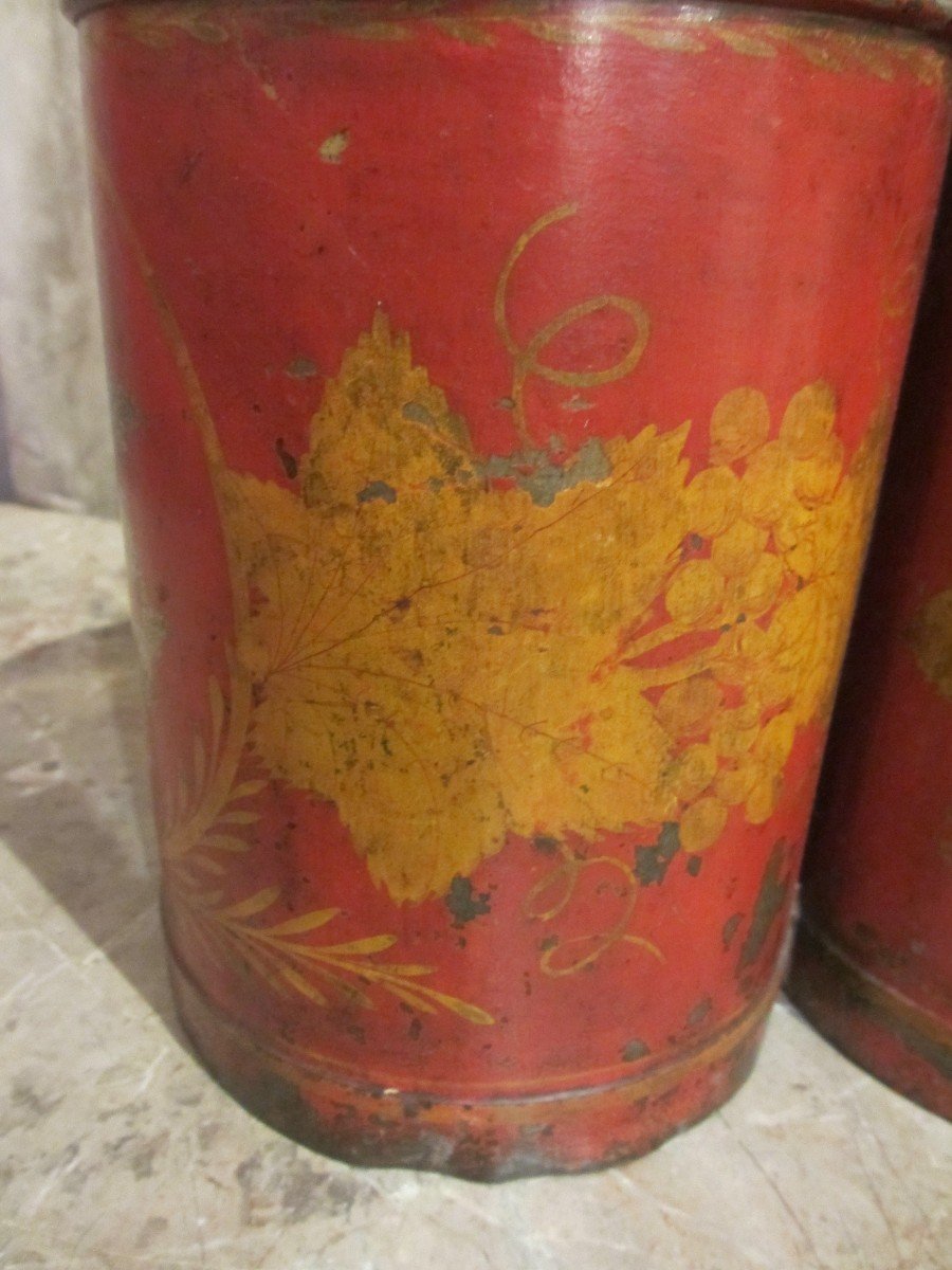 Large Double Bottle Holder In Painted Sheet Metal From The Empire Period.-photo-2
