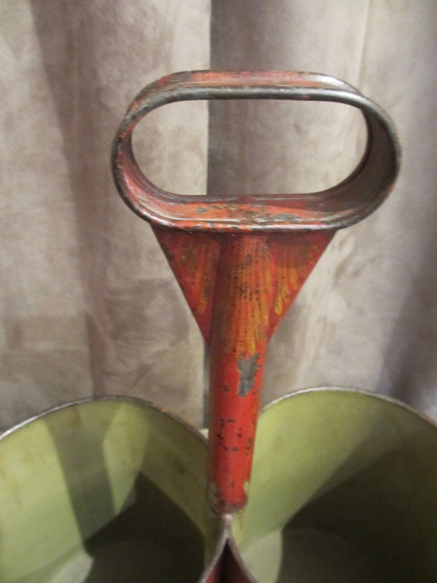 Large Double Bottle Holder In Painted Sheet Metal From The Empire Period.-photo-3