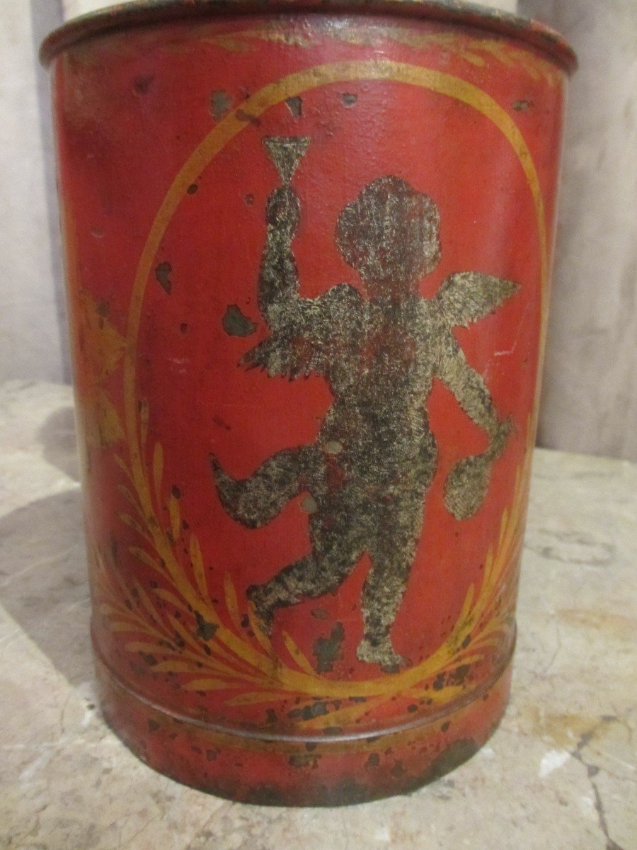 Large Double Bottle Holder In Painted Sheet Metal From The Empire Period.-photo-2