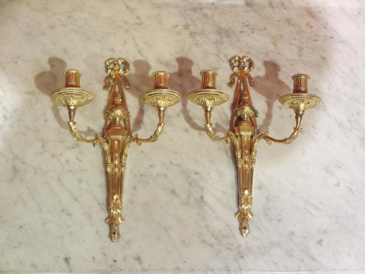 Pair Of Wall Louis XVI Gilt Bronze