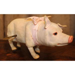 Mechanical Automaton Pig By Maison Roullet-decamps Around 1900