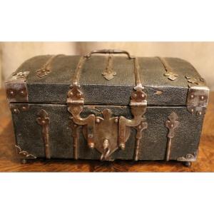 Box Covered In Black Morocco And Iron Fittings. France 17th Century.