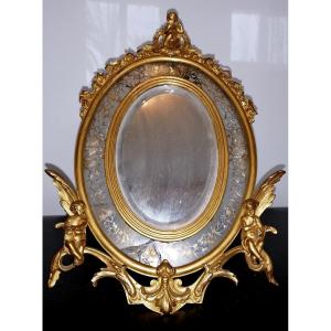 Gilt Bronze Table Mirror.