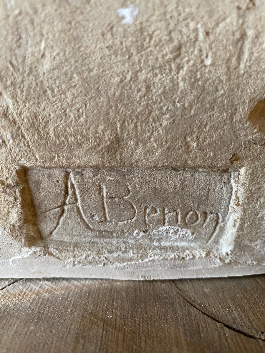 Tête d'Enfant En Pierre Calcaire Sculptée Par l'Artiste Saumurois Alfred Benon-photo-5