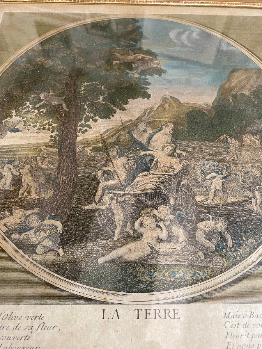 Suite De 4 Gravures Du XVIIIeme Siècle, Les Quatre éléments, d'Après l'Albane-photo-4