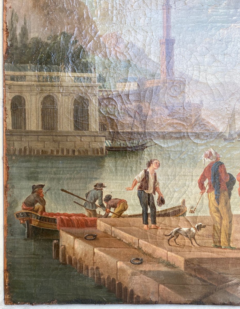 Grande Huile Sur Toile Dans Le Goût De Charles François Lacroix De Marseilles-photo-4