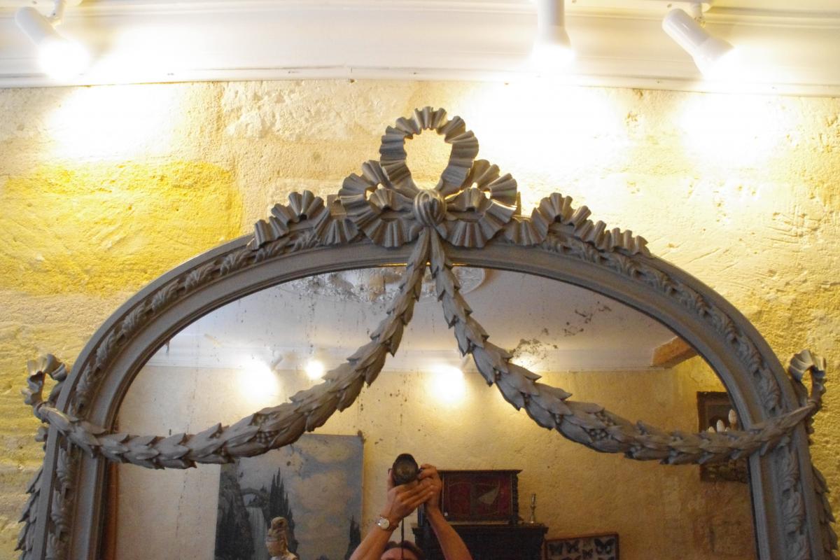 Grand Miroir Fin 19 Eme Avec Sa Jardinière-photo-4