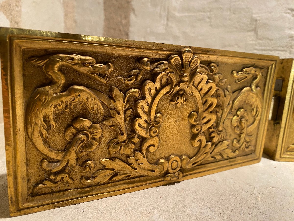 Gilt Bronze Lock From Maison Sterling, 19th Century-photo-3