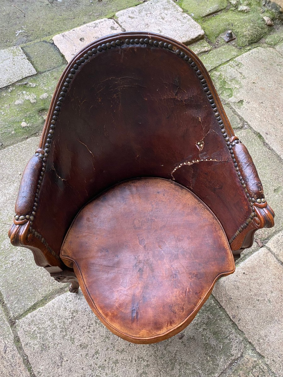 Office Armchair Stamped E Meunier Louis XV Period-photo-3