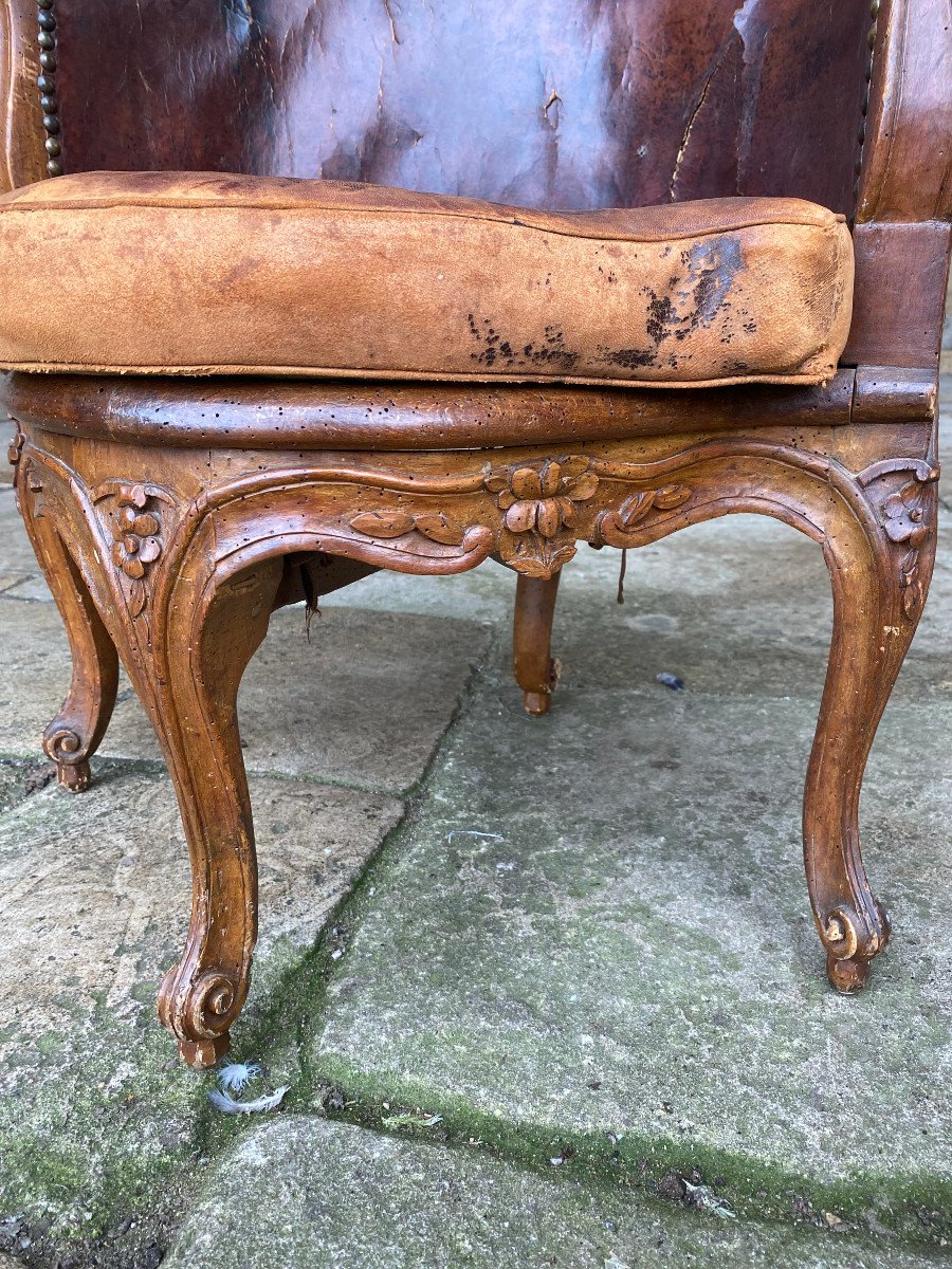 Office Armchair Stamped E Meunier Louis XV Period-photo-4