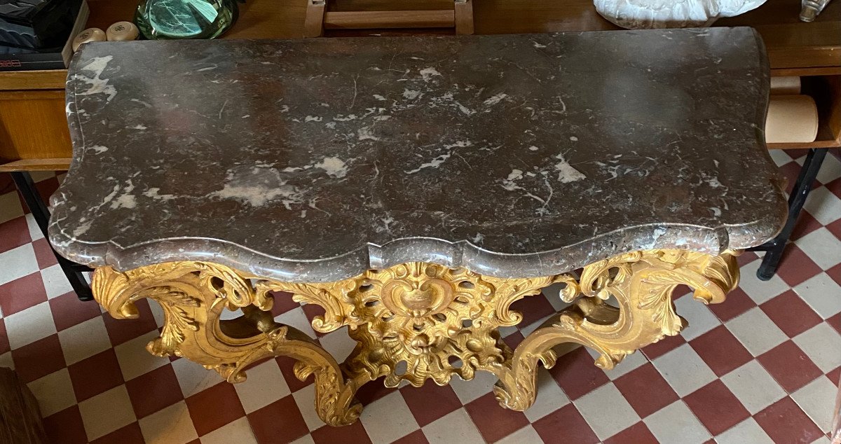 Regency Period Console In Golden Wood-photo-4