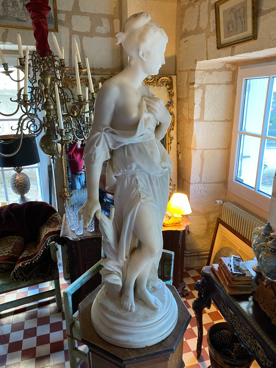 Venus Au Bain By Emile Boisseau, Carrara Marble, 19th Century.-photo-3