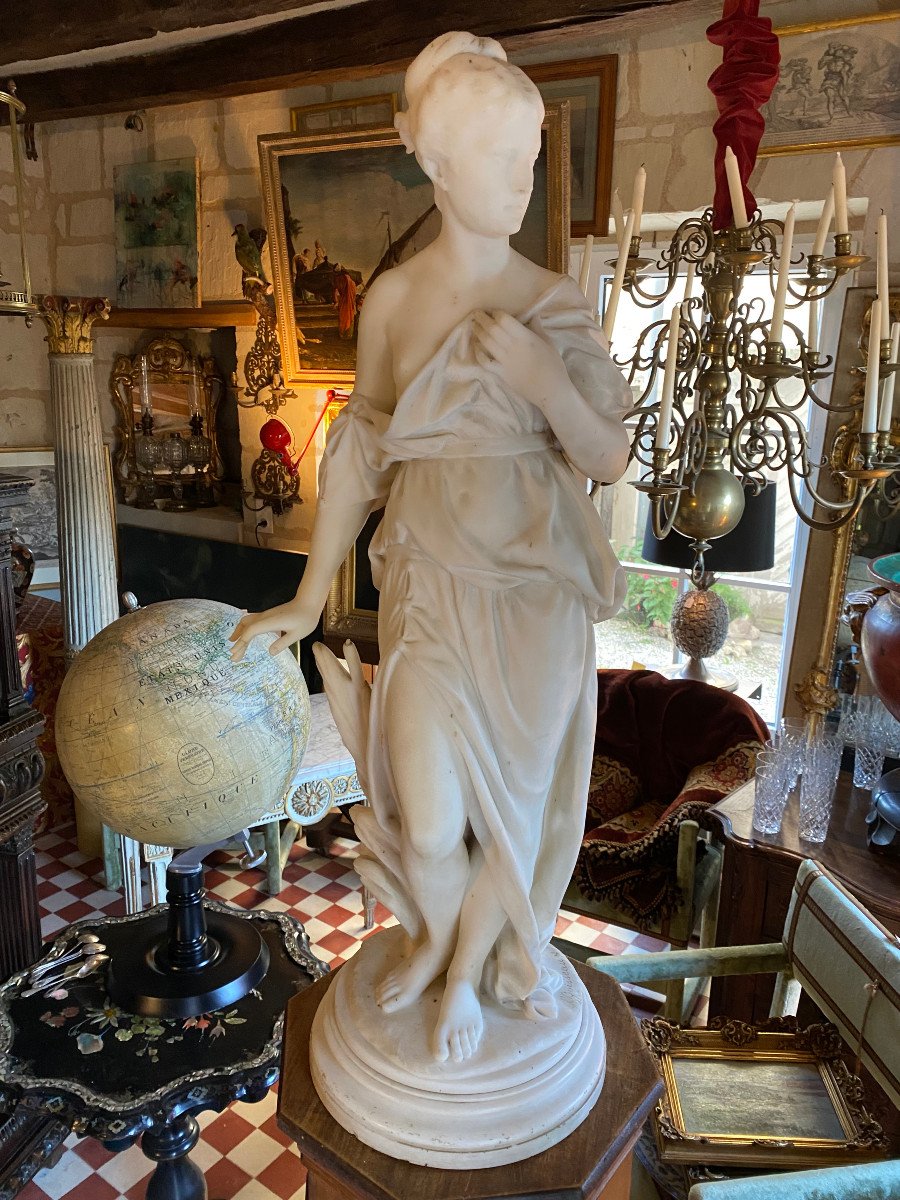 Venus Au Bain By Emile Boisseau, Carrara Marble, 19th Century.-photo-4