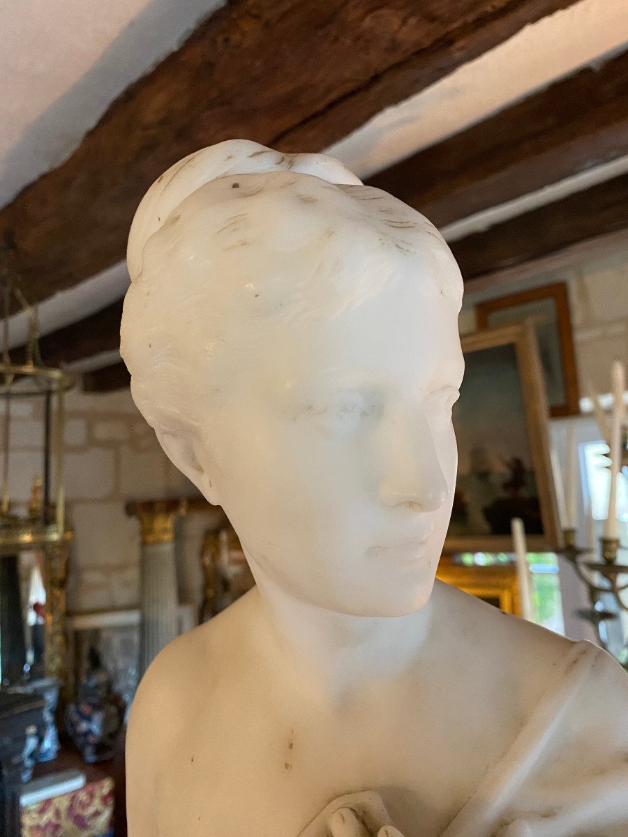 Venus Au Bain By Emile Boisseau, Carrara Marble, 19th Century.-photo-3