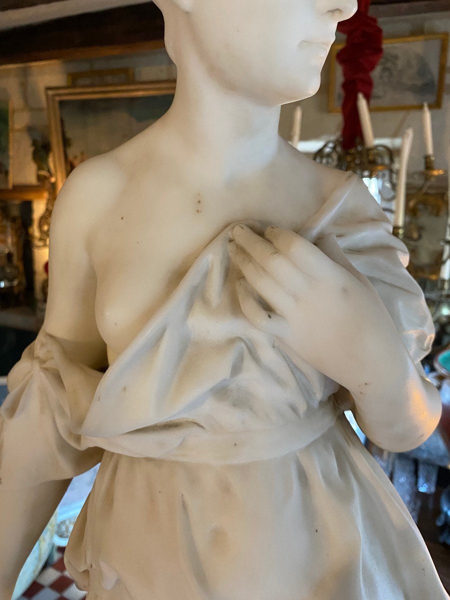 Venus Au Bain By Emile Boisseau, Carrara Marble, 19th Century.-photo-6