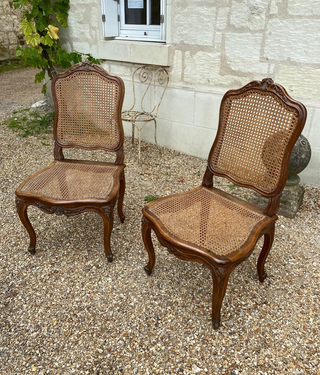 Pair Of Cane Chairs, Stamped Nogaret Lyon-photo-2