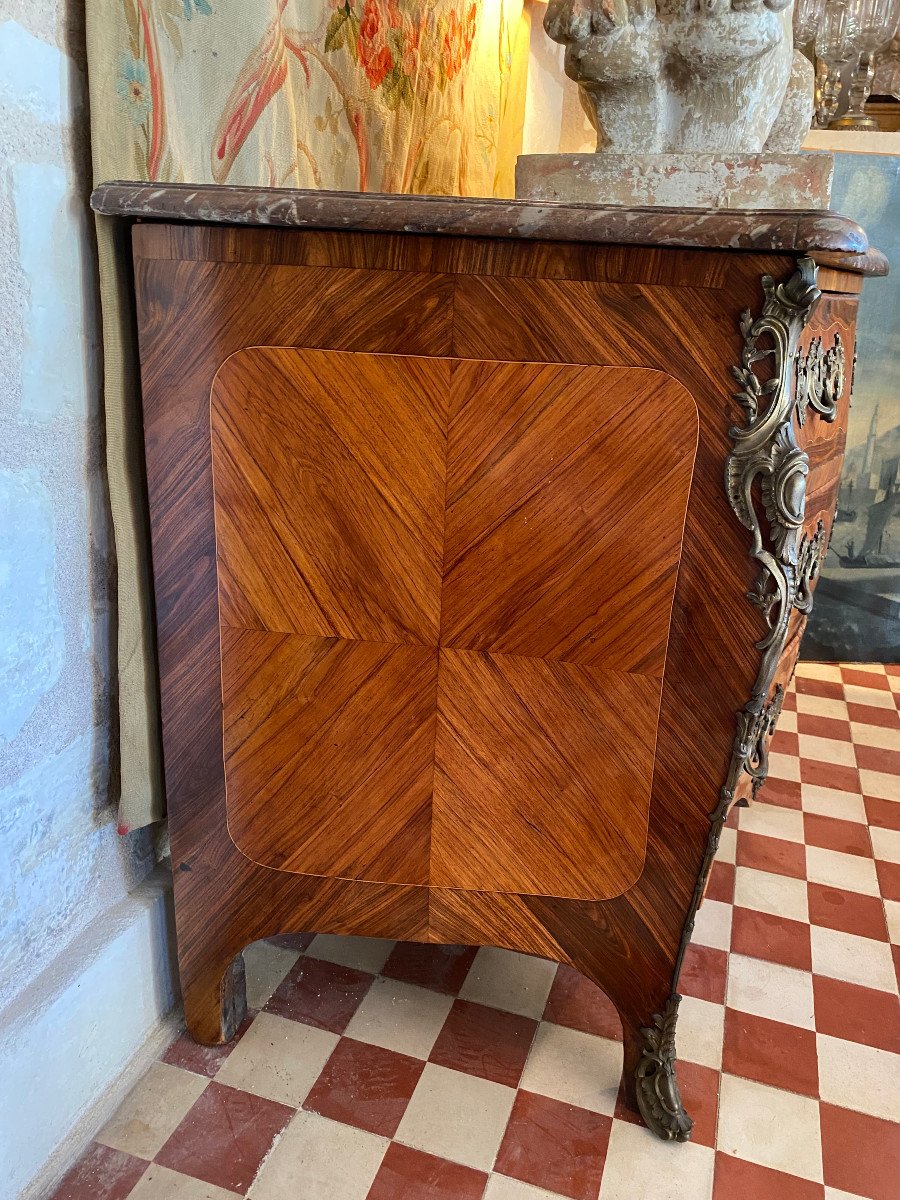 Tomb Commode, Louis XV Period, Stamped Hedoin.-photo-4