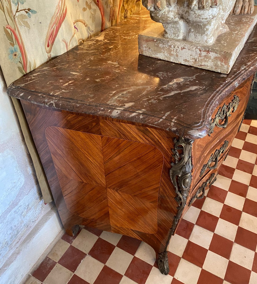 Tomb Commode, Louis XV Period, Stamped Hedoin.-photo-1