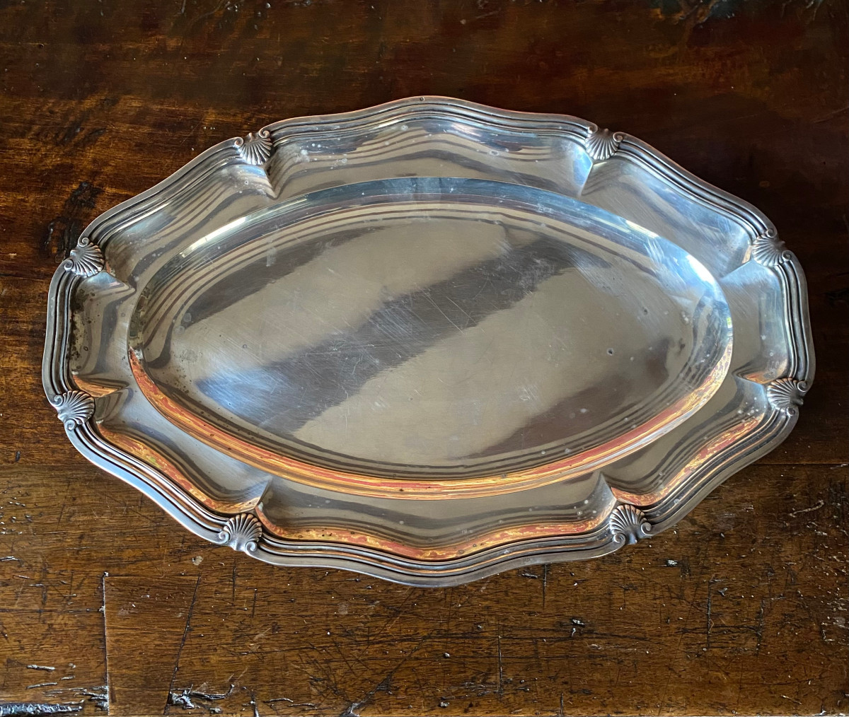 Grand plat argent massif