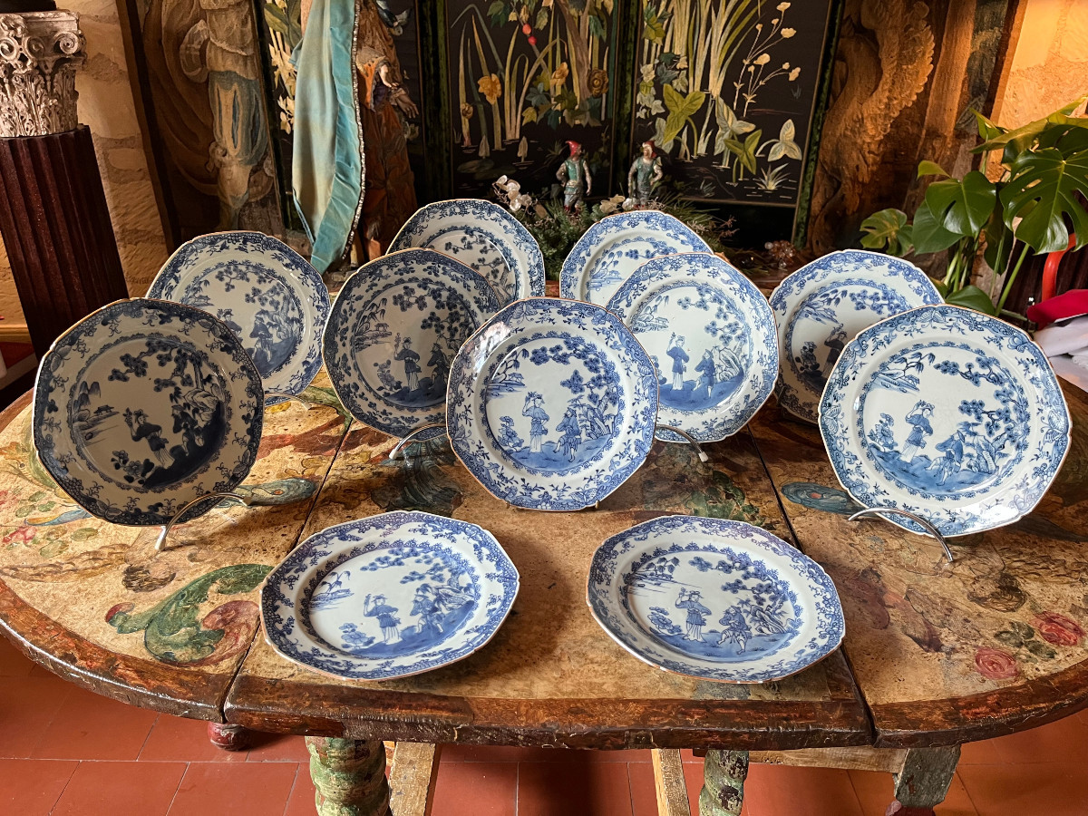 Set Of 11 Plates From The East India Company, 18th Century