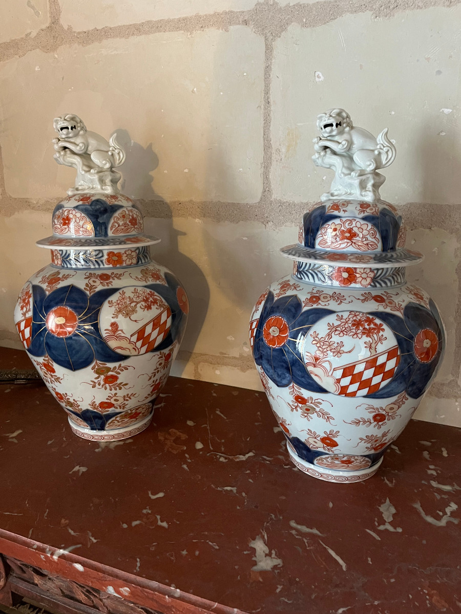 Pair Of Covered Pots In Samson Porcelain, 19th Century-photo-2