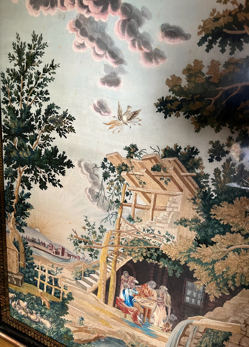 Important tableau d'aiguille, par Hoeth à Lyon, daté 1825.-photo-3