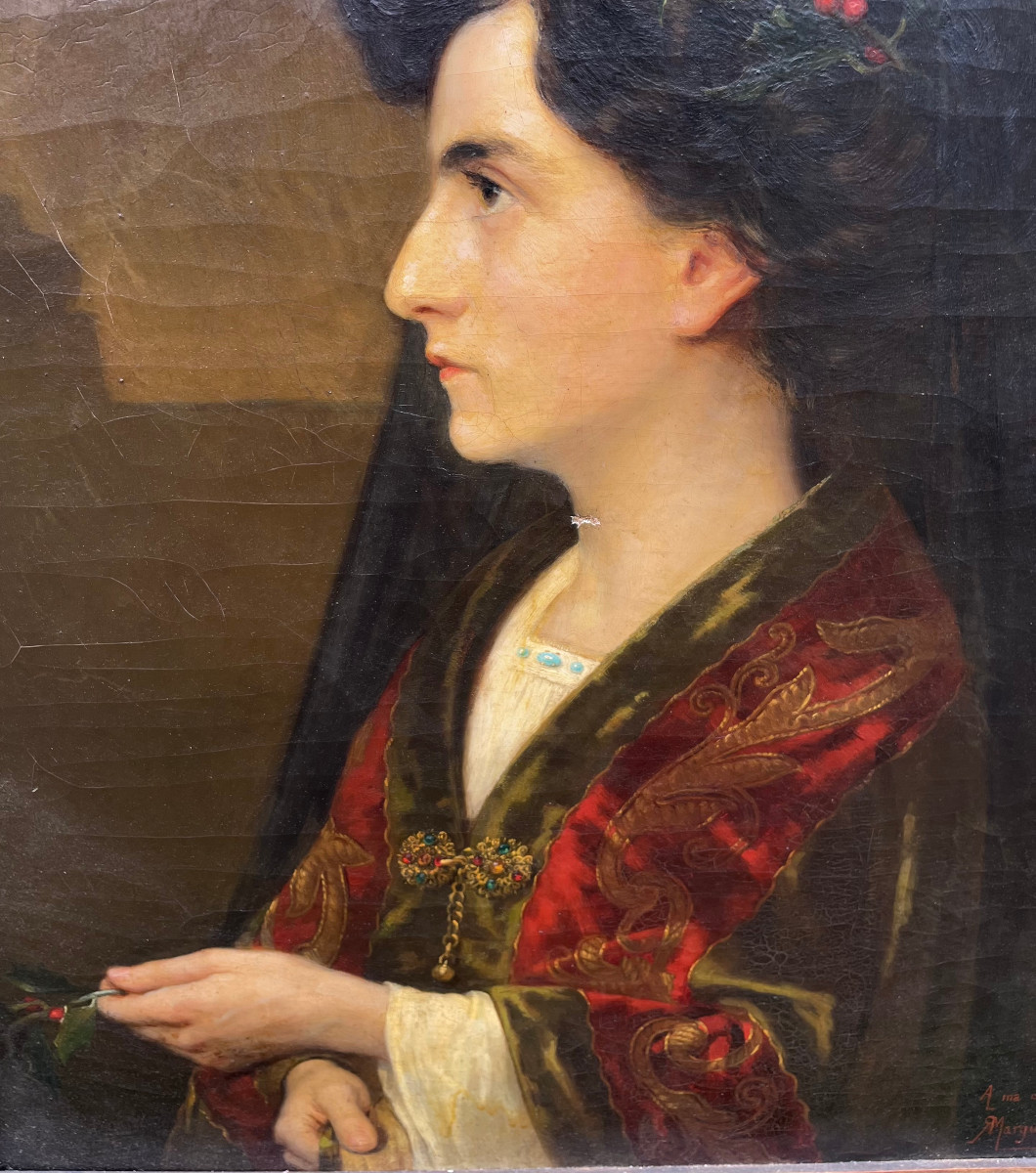 Portrait Of A Woman By René Alexandre Margueritat, Dated 1901.-photo-2