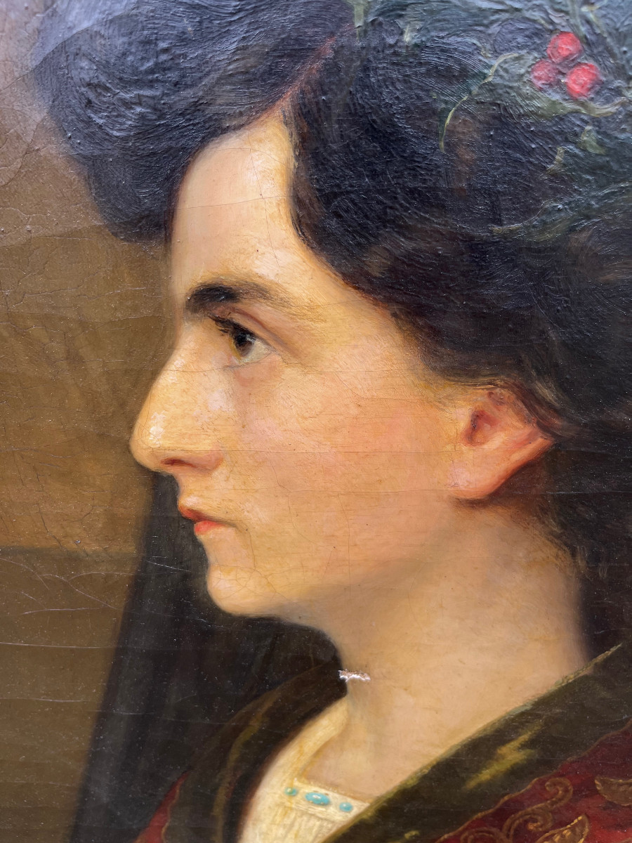 Portrait Of A Woman By René Alexandre Margueritat, Dated 1901.-photo-3
