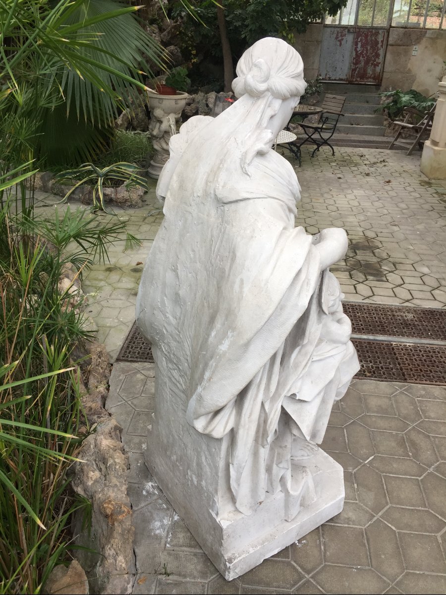 Large Plaster Statue Of The Virgin And Child, 19th Century-photo-3