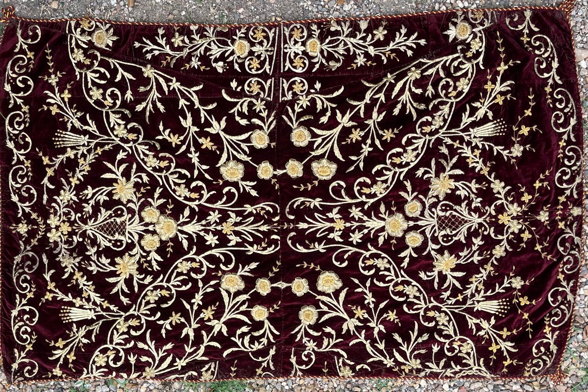 Portière, broderie, XIXeme siècle-photo-3
