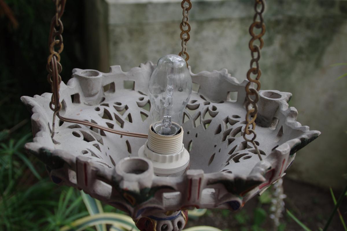 Paire De Suspension En Terre Cuite Polychrome-photo-4