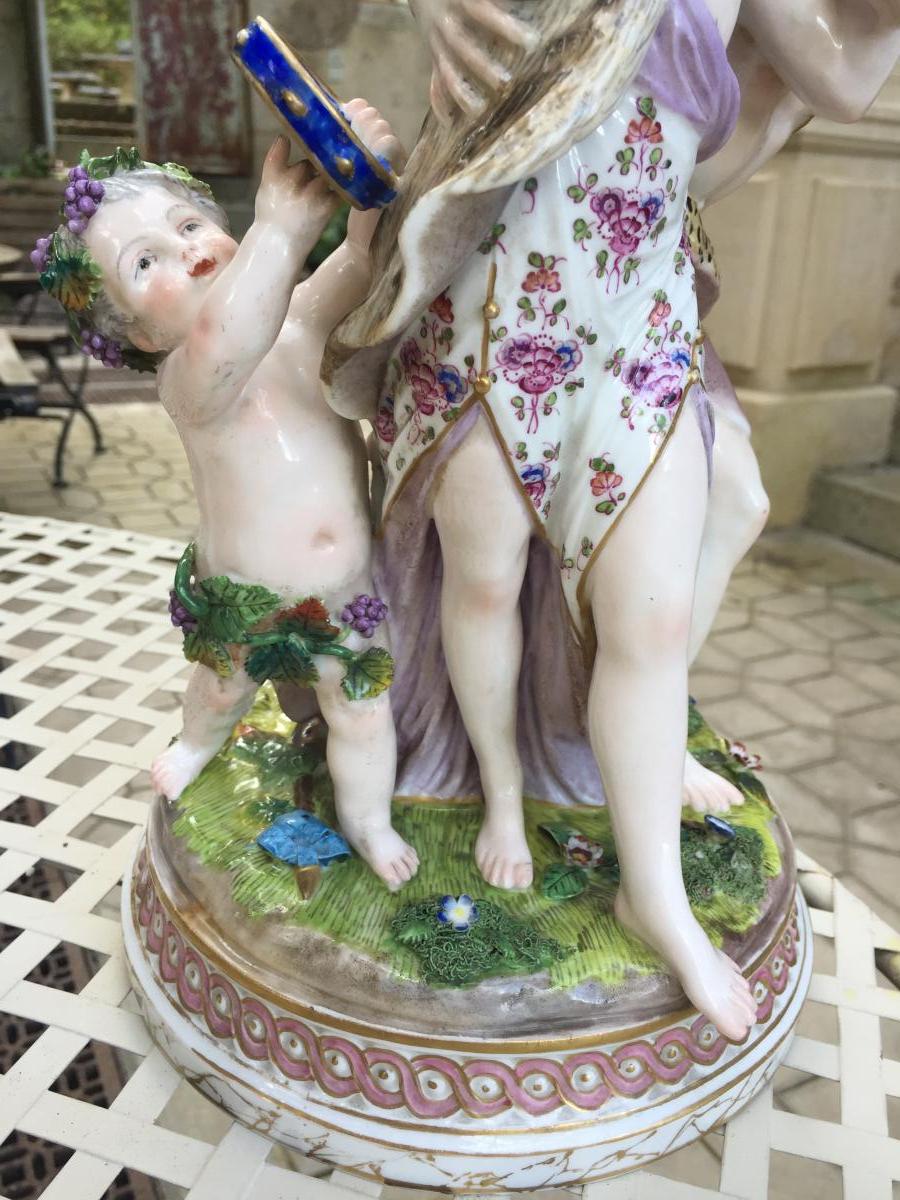 Groupe En Porcelaine De Saxe Fin 19eme-photo-3