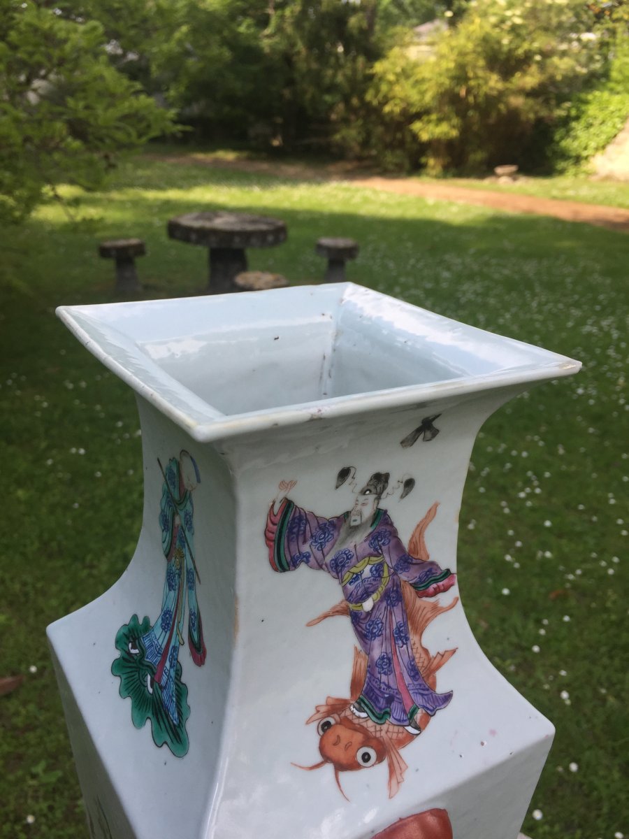 Vase Quadrangulaire En Porcelaine De Chine-photo-2