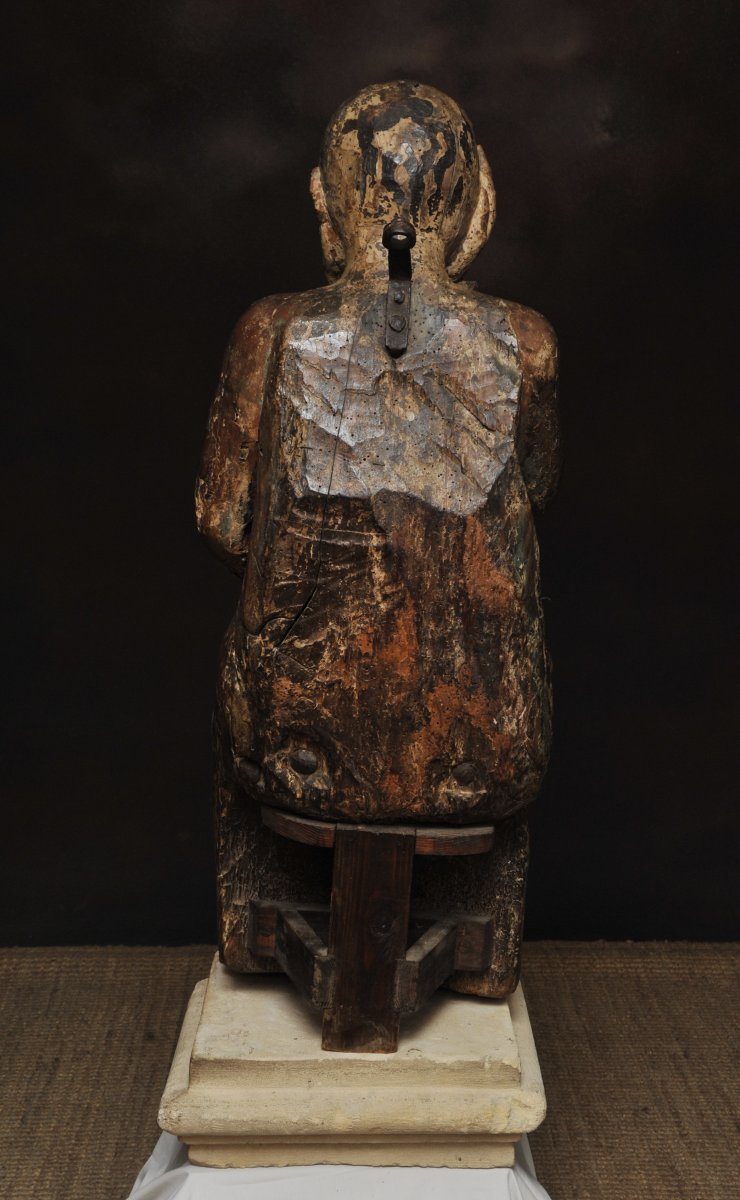 Saint Personnage En Bois Sculpté Polychrome-photo-1