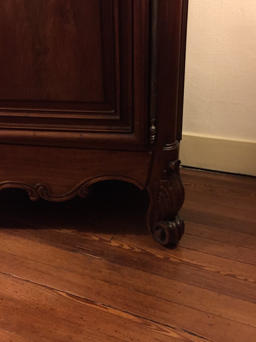 "Petite" armoire bordelaise en acajou massif d'époque Louis XV-photo-4