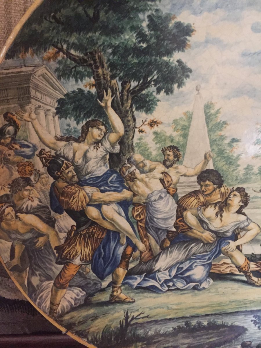 Grande Paire De Plats En Faience Italienne De La Fin Du XIXeme Siècle-photo-4